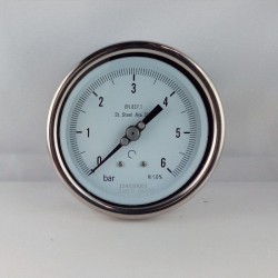 Stainless steel pressure gauge 6 Bar diameter dn 100mm back