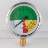Glycerine filled ISOMETRIC pressure gauge colored dials 25 Bar dn 63mm bottom