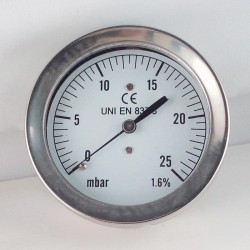 Capsule pressure gauge 25 mBar diameter dn 63mm back