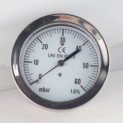 Capsule pressure gauge 60 mBar diameter dn 63mm back