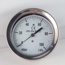 Capsule pressure gauge 100 mBar diameter dn 63mm back