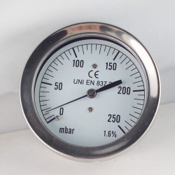 Capsule pressure gauge 250 mBar diameter dn 63mm back