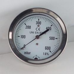 Capsule pressure gauge 600 mBar diameter dn 63mm back