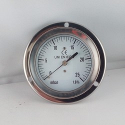 Pressure gauge 25 mBar diameter dn 63mm back