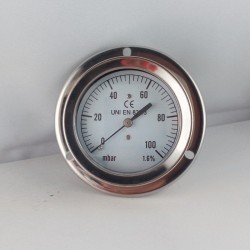 Pressure gauge 100 mBar diameter dn 63mm back