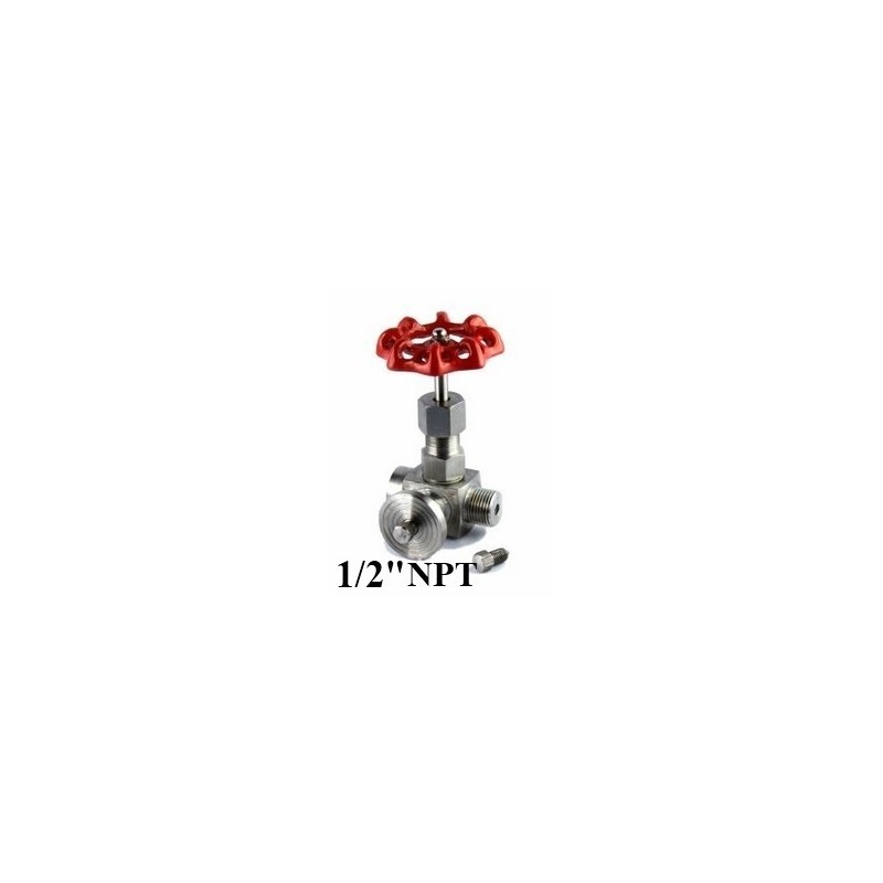 3 Way Stainless steel needle valve for gauge 1/2"Bsp