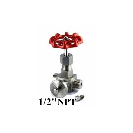 3 Way Stainless steel needle valve for gauge 1/2"NPT