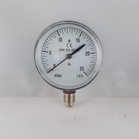 Capsule pressure gauge 25 mBar diameter dn 63mm bottom