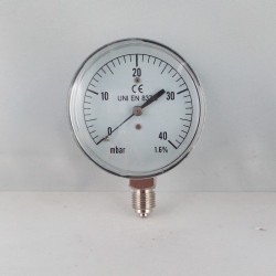 Capsule pressure gauge 40 mBar diameter dn 63mm bottom