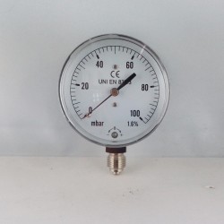 Capsule pressure gauge 100 mBar diameter dn 63mm bottom