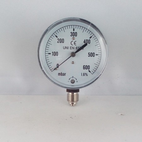 Capsule pressure gauge 600 mBar diameter dn 63mm bottom