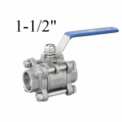 Valvola a sfera inox 3pz a saldare di tasca 1-1/2"GAS