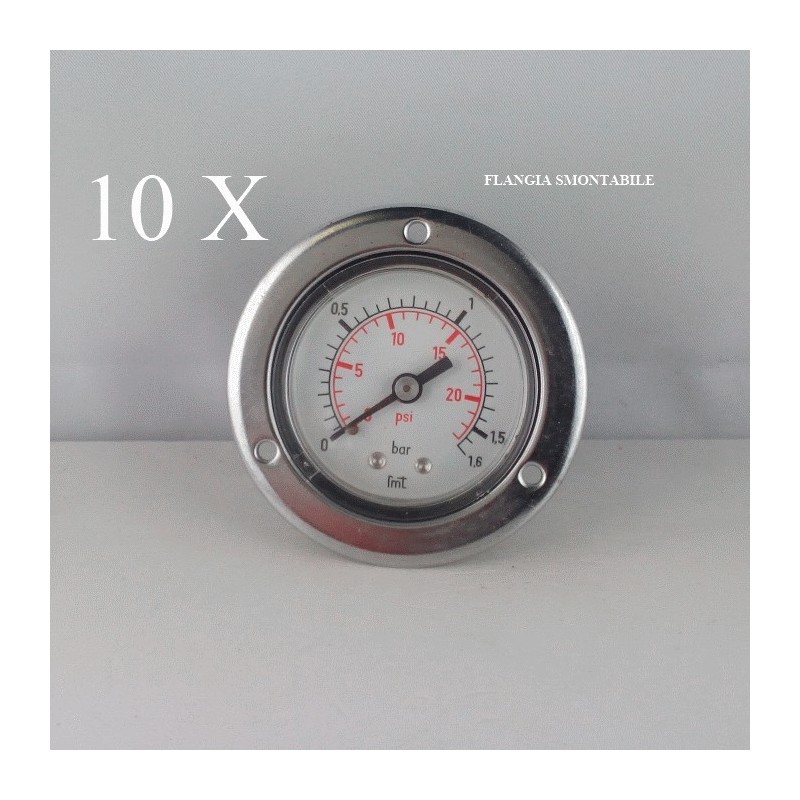 10 pz Manometri Flangia 1,6 Bar diametro dn 50mm posteriore 1/4"Gas 10 pz Manometri Flangia 1,6 Bar diametro dn 50mm posteriore 1/4"Gas