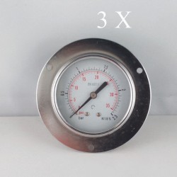 3 pcs Dry pressure gauges flanged 2,5 Bar diameter dn 63mm 1/4"Bspp connection