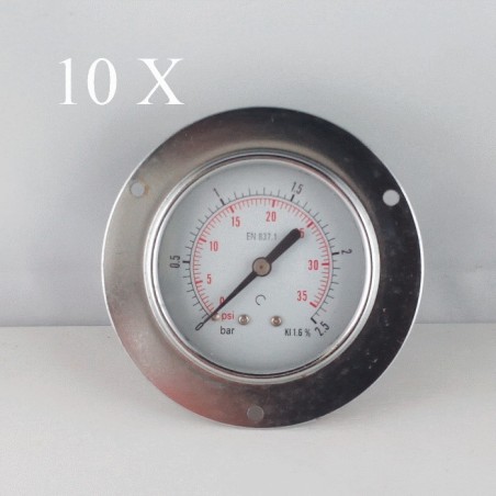 10 pcs Dry pressure gauges flanged 2,5 Bar diameter dn 63mm 1/4"Bspp connection