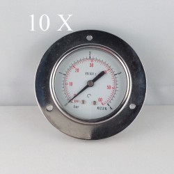 10 pcs Dry pressure gauges flanged 4 Bar diameter dn 63mm 1/4"Bspp connection