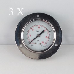 3 pcs Dry pressure gauges flanged 4 Bar diameter dn 63mm 1/4"Bspp connection