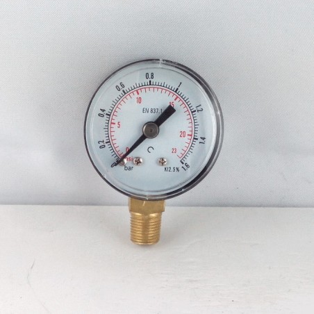 Dry pressure gauge 1,6 Bar diameter dn 40mm bottom