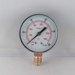 Dry pressure gauge 100 Bar diameter dn 63mm  bottom