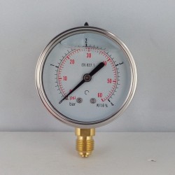 Glycerine filled pressure gauge 4 Bar diameter dn 63mm bottom