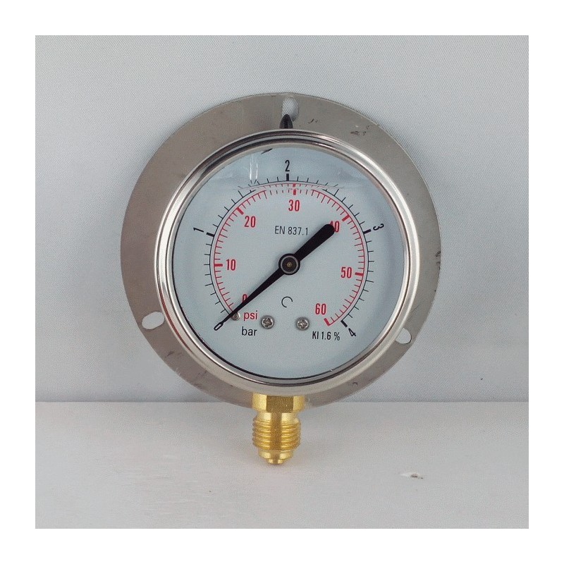 4 Bar glycerine filled pressure gauge 63 wall flangedn 63mm 4 Bar glycerine filled pressure gauge 63 wall flangedn 63mm