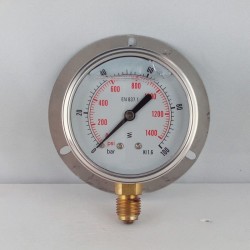 100 Bar glycerine filled pressure gauge 63 wall flange dn 63mm