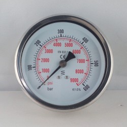Glycerine filled pressure 600 Bar gauge diameter dn 100mm back