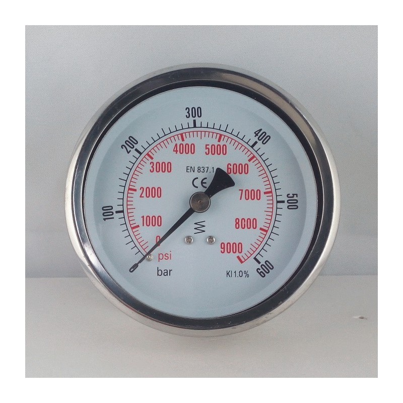 Glycerine filled pressure 600 Bar gauge diameter dn 100mm back