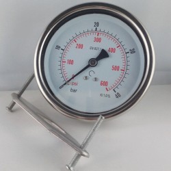 Glycerine filled pressure gauge 40 Bar  diameter dn 100mm u-clamp