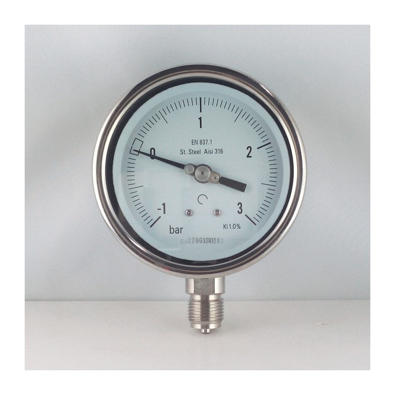 Stainless steel compound gauge -1/3 Bar diameter dn 100mm bottom
