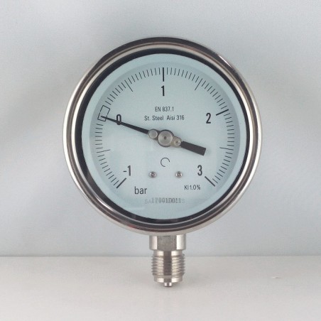 Stainless steel compound gauge -1/3 Bar diameter dn 100mm bottom
