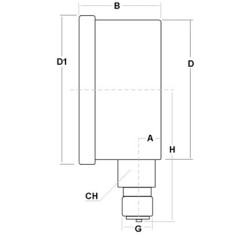 Stainless steel compound gauge -1/5 Bar diameter dn 100mm bottom