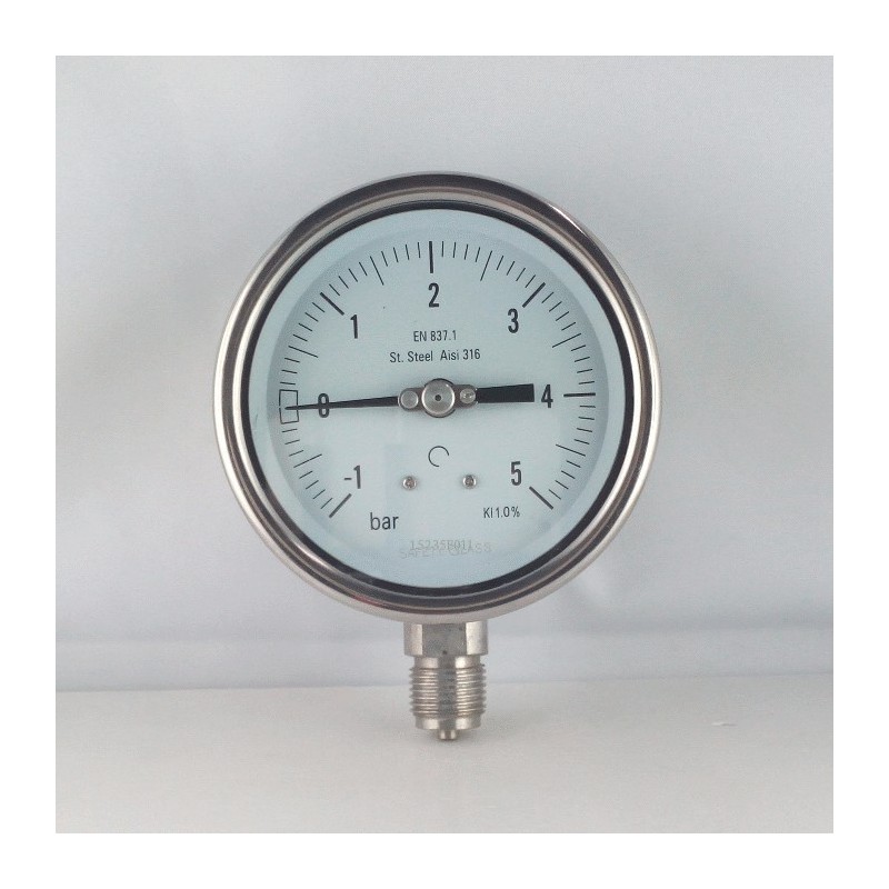 Manovuotometro Inox -1/5 Bar diametro dn 100mm radiale