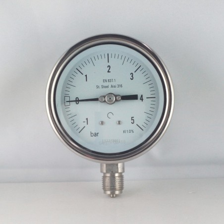Manovuotometro Inox -1/5 Bar diametro dn 100mm radiale