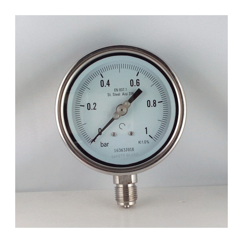 Manometro Inox 1 Bar diametro dn 100mm radiale Manometro Inox 1 Bar diametro dn 100mm radiale