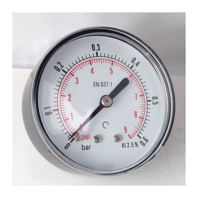 Dry pressure gauge 0,,6 Bar diameter dn 63mm back