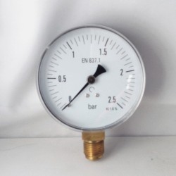 Dry pressure gauge 2,5 Bar diameter dn 100mm  bottom