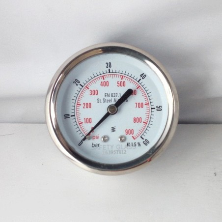 Stainless steel pressure gauge 60 Bar diameter dn 63mm back