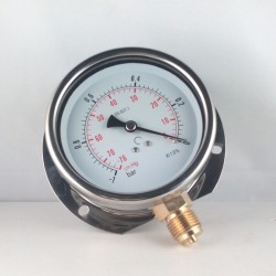 Glycerine filled vacuum gauge -1 Bar wall flange dn 100mm