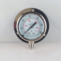 Stainless steel pressure gauge 315 Bar dn 63mm back flange
