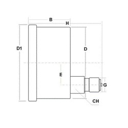 Stainless steel pressure gauge 60 Bar diameter dn 100mm back