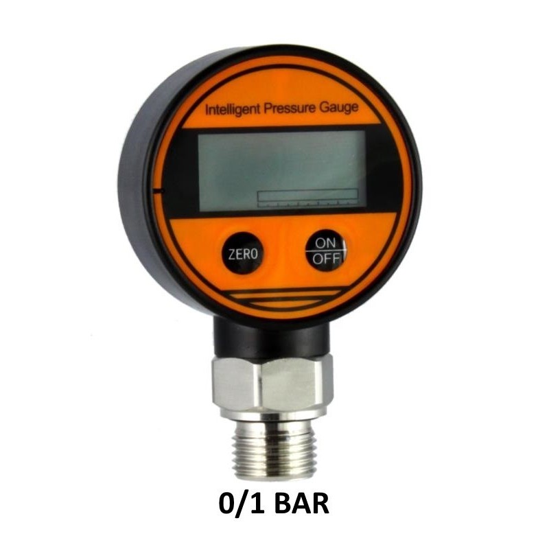 Manometro Digitale DN 63mm 0-1 BAR precisione kl 0,5% attacco inox Radiale 1/2"Gas