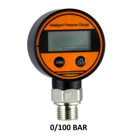 Manometro Digitale DN 63mm 0-100 BAR precisione kl 0,5% attacco inox Radiale 1/2"Gas