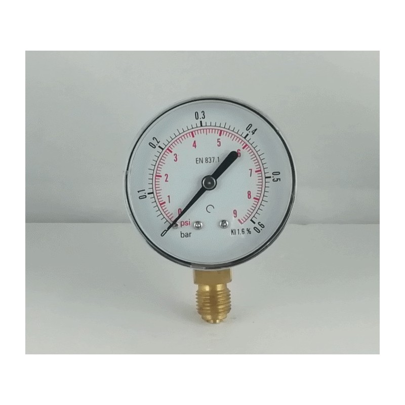 Dry pressure gauge 0,6 Bar diameter dn 63mm bottom Dry pressure gauge 0,6 Bar diameter dn 63mm bottom