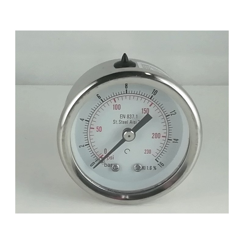 Manometro Inox 16 Bar diametro dn 50mm posteriore Manometro Inox 16 Bar diametro dn 50mm posteriore