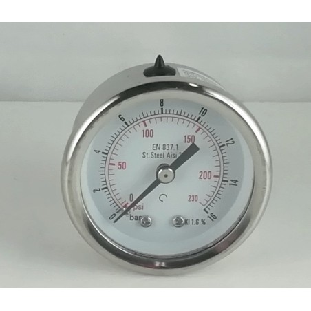 Stainless steel pressure gauge 16 Bar diameter dn 50mm back