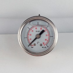 Stainless steel pressure gauge 6 Bar diameter dn 40mm back