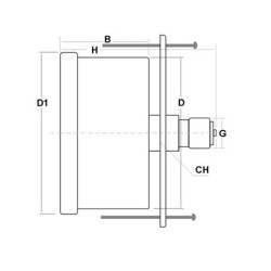 Stainless steel pressure gauge 6 Bar diameter dn 40mm u-clamp