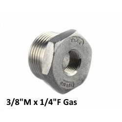 Stainless Steel exagon bushing male/female 3/8"M x 1/4"F Bsp