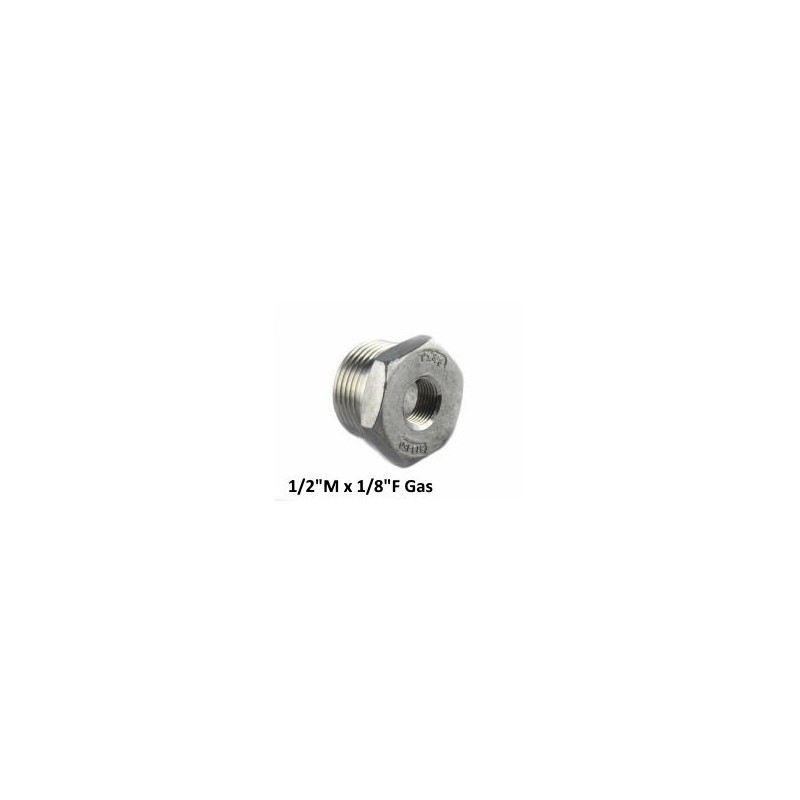 Riduzione inox maschio/femmina 1/2"M x 1/8"F Gas Riduzione inox maschio/femmina 1/2"M x 1/8"F Gas